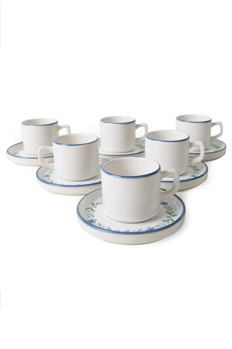 Hermia Juego de tazas de té de 12 piezas Blanco, Azul y Verde Hermia Juego de tazas de té de 12 piezas Blanco, Azul y Verde